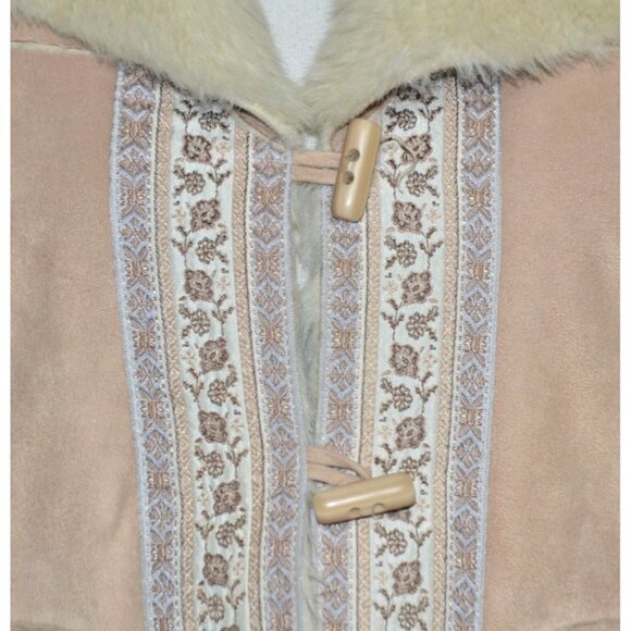 Coldwater Creek Faux Suede Faux Fur Lined Jacket Winter Coat M Toggle Buttons - Picture 3 of 10
